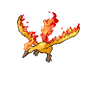 Moltres pixel sprite with flaming wings